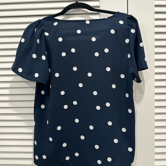 LC Lauren Conrad V- neck Polka Dot Blouse Small - Picture 3 of 4